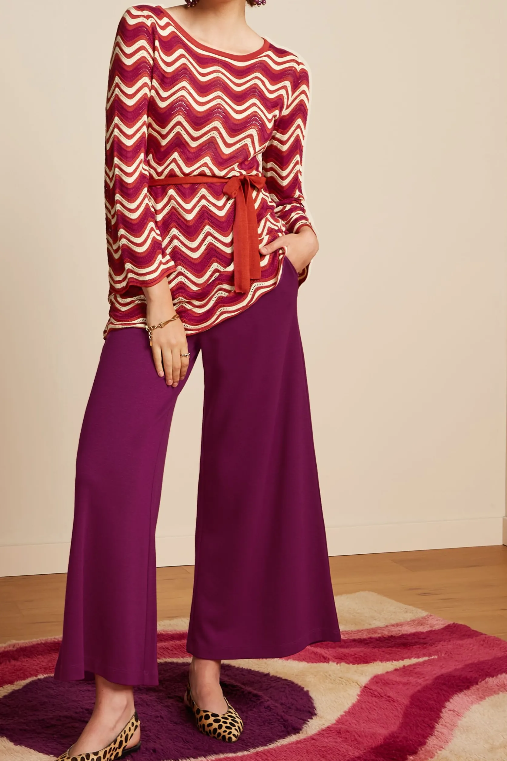Border Palazzo Cropped Pants Milano Crepe