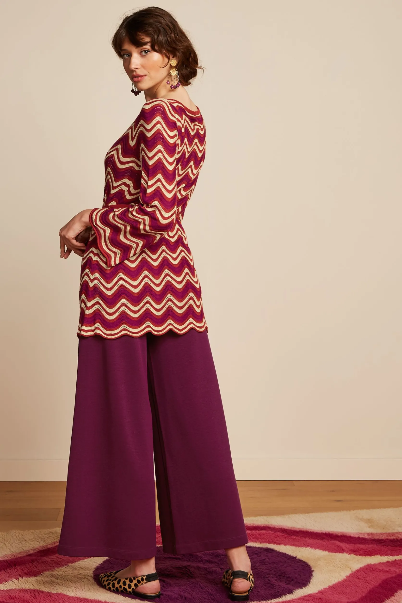 Border Palazzo Cropped Pants Milano Crepe