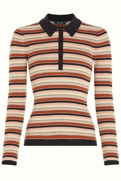 Polo Rib Top Lapis Stripe