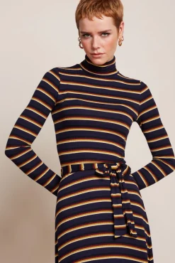 Rollneck Dress Century Stripe